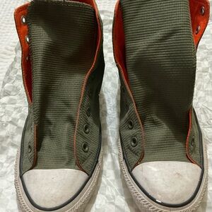 Men's High-Top Sneakers - Olive and Orange